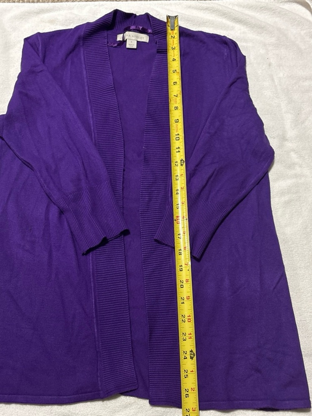 Halogen Women's Open-Front Purple Long Cardigan